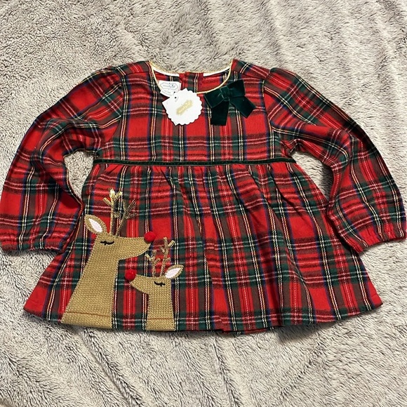 Mud Pie Kids Tartan Reindeer Tunic and Leggings Set - Picture 2 of 8